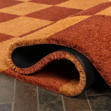 Porter Classic Farmhouse Checkered Coir Area Rug